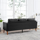 ZUN Small Sofa Couch 76.97 in . Black 3 Seat Comfy Couches for Living Room, Mid Century Modern Couch W68058491