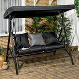 3-Seat Patio Swing Chair, Porch Swing Glider with Cushion, 3 Throw Pillows & Adjustable Canopy for W2225142468