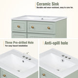 ZUN 24-Inch Bathroom Vanity Cabinet with Ceramic Sink, 2 Drawers, 1 Door WF532034AAF