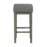 ZUN Transitional Gray Faux Leather Seat 29-inch Pub Height Stools Set of 2, Antique Gray Finish Solid B011P232131