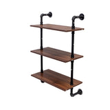 Industrial Pipe Shelf 3 Tier and 2 Tier Wall Mounted Shelves 36in Wood Display Shelves, and 3 W331P279737