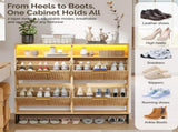 () 4-Compartment Flip-Up Drawer Shoe Cabinet with Grilles and 2 Drawers LED 19063139