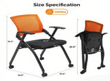 2 Pack Stackable Conference Room Chairs with Wheels, Folding Office Chair with Rebound Back, Padded 78072348