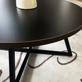Round Coffee Table Wood Grain and Black Metal W2221P190907