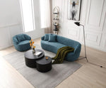 ZUN 360&deg; Swivel Mid Century Modern Curved Sofa, 1-Seat Cloud couch Boucle sofa Fabric Couch, Blue W876P199950