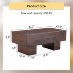 ZUN Modern Simple Walnut Colored Texture Sticker MDF Coffee Table - 43.3"x21.6"x17.2" Practical W1151P230543