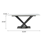 ZUN 1600mm Artificial Stone Dining Table With Black Frame W50952336