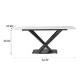 ZUN 1600mm Artificial Stone Dining Table With Black Frame W50952336