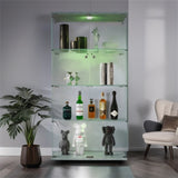 ZUN Lighted Two Door Glass Cabinet Glass Display Cabinet with 4 Shelves, White 83717580