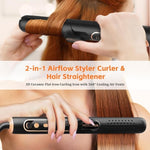 ZUN Hair Straightener and Curler 2 in 1 with Ionic Airflow, Ceramic Flat Iron Iron, Professional 51607931