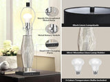 Table Lamps Set of 2, Bedroom Lamp with USB AC Charging Ports, Modern Glass Beside Lamps for Living W3355P391317