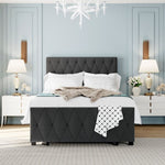 ZUN Twin Size Storage Bed Metal Platform Bed with a Big Drawer - Gray 17349055