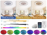 19 Inch RGB Dimmable Led Enclosed Ceiling Fan with Light Flush Mount Bladeless 6 Speed Remote 23895230