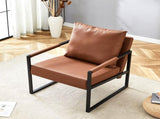 Set of 1 Classic Brown PU Leather and Metal Frame Sofa -Ergonomically designed, a perfect blend of W3875P378627
