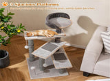 37" tall Cat Stairs with Scratching Mats - 3-Tier Perches, Spring Ball & Dangling Toys for Cats 86592329