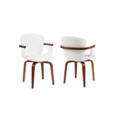 Mid-Century Modern Bentwood Swivel Dining Chairs Heat-Pressed PU Leather Accent Chairs N842P290039K
