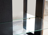 Curio Cabinet with Tempered Glass Doors, Lighted Display Cabinet with Mirrored Back Panel & 39908400