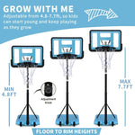 ZUN Use for Outdoor Height Adjustable 4.8 to 7.7ft Basketball Hoop 44 Inch Backboard Portable Basketball 66942044