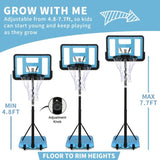 ZUN Use for Outdoor Height Adjustable 4.8 to 7.7ft Basketball Hoop 44 Inch Backboard Portable Basketball 66942044