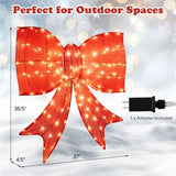 37" Christmas Bow Decoration 150 Warm LEDs, Red Fabric, Weatherproof, 2 Hanging Rings, Easy 91380992