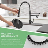 Commercial LED Kitchen Faucet with Pull Down Sprayer, Single Handle Single Lever Kitchen Sink Faucet W1932P155918