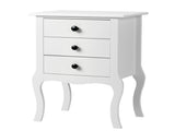 3-Drawer European-Style Nightstand with Curved Legs Painted MDF Storage Cabinet 18.9*13.4*27.6in 63294959