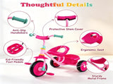 Pink Kids Tricycle with Stable Triangle Metal Frame, Anti-Slip Wheels, Seat Handle, Indoor Outdoor 84858844