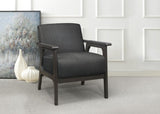 Dark Gray Fabric Upholstered Accent Chair 1pc Solid Rubberwood Antique Gray Finish Living Room B011P184609