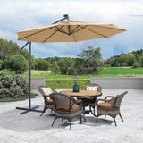 10 FT Solar LED Patio Outdoor Umbrella Hanging Cantilever Umbrella Offset Umbrella Easy Open W41917531