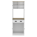 ZUN Kitchen Pantry 67" H, Two Cabinets, Three Doors, Two Open Shelves, One Drawer, Microwave Storage B097133171