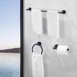 Bathroom Hardware Set, Thicken Space Aluminum 3 PCS Towel bar Set- Matte Black 16-27 Inches 41452041
