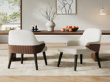 Indoor Dining Chair Set of 2, Beige & Brown Two-Tone Fabric Armchair with Sturdy Frame, Modern N779P370716L