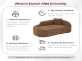 LY-048 Compression Curved Chaise Longue Chair Indoor, Modern Chenille Loveseat Couch with Deep Seat W2231P401723
