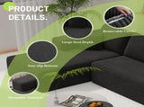 Black Modular Corduroy Sectional Sofa with Chaise Lounge, All-Foam Deep Seat Couch, Soft Wide-Wale 17630337