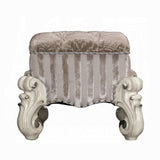 Ivory and Bone White Vanity Stool with Nailhead Trim B062P209000