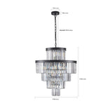 (Same as W1340P188535/L5002-600-B) 24" Luxury Crystal Chandelier with Black Finish Elegant W1340P189339