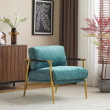 27.56" Modern Accent Chair with Plush Cushions, Minimalist Metal Frame, and Wooden Armrest Design N767P215306Z