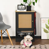 Feeding Station with 1 Storage Cabinets, Pet Feeding Station with 2 Elevated Dog Bowls, Side Hooks, W1687P246776