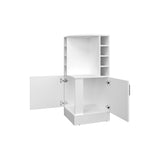 White Corner Bar Cabinet with Bottle Rack and Open Shelf B062P290255