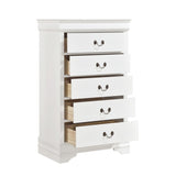 Traditional Design White Finish 1pc Chest of 5 Drawers Antique Drop Handles Drawers Bedroom B01149270