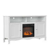 58" White French Style Fireplace TV Stand with Curved Legs for 18" Insert 57118126