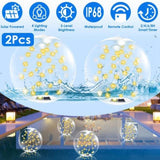 2 Pack Outdoor Solar Pool Lights, LED Light Up Balls with Remote, 3200K Warm Glow, 3 Lighting Modes 73295815