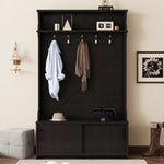 ZUN Hall Tree with Top Shelf and Storage Bench, Hallway Shoe Cabinet with Sliding Doors, Coat Rack with W1307P175740