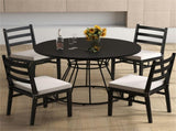 Black 47" Round Dining Table , Family-Sized for 4-6 People, Hourglass Metal Base & Curved Tabletop 58412360