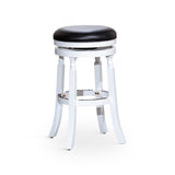 30" Bar Stool, White Finish, Black Leather Seat B04660737