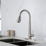 ZUN Kitchen Faucet Pull Down Sprayer Brushed Nickel, High Arc Single Handle Kitchen Sink Faucet 95498826