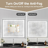 48x40" Black Eco-Friendly Silver MirrorDual LED Light StripsFront and Back Lighting T3177P320577