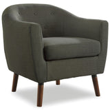 Gray Fabric Upholstered Accent Chair 1pc Espresso Finish Legs Button Tufted Solid Wood Furniture B011P182505