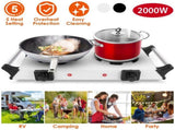 2000W Dual Burner Electric Hot Plate, 5 Temperature Settings , Portable Countertop Stove 78627133