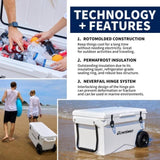 75Qt New White Insulated Box With Wheels T2602P171130
